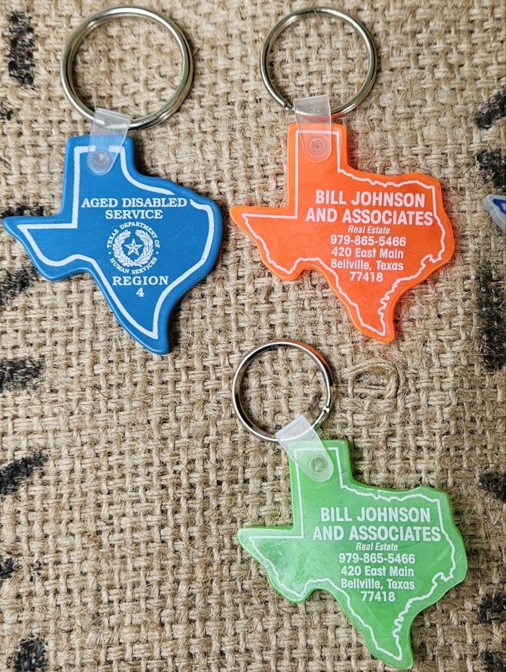 Vintage Texas Advertising Key Ring Keychain Lot 4 Rubbery Plastic Key Chains - Picture 3 of 9